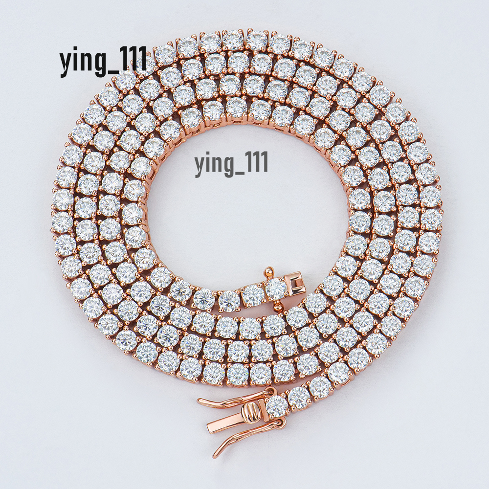 Customized 3mm 16in 18in Mossanite Moissanite 925 Sterling Silver Fashion Jewelry Rose Gold Plated Tennis Necklaces for Women