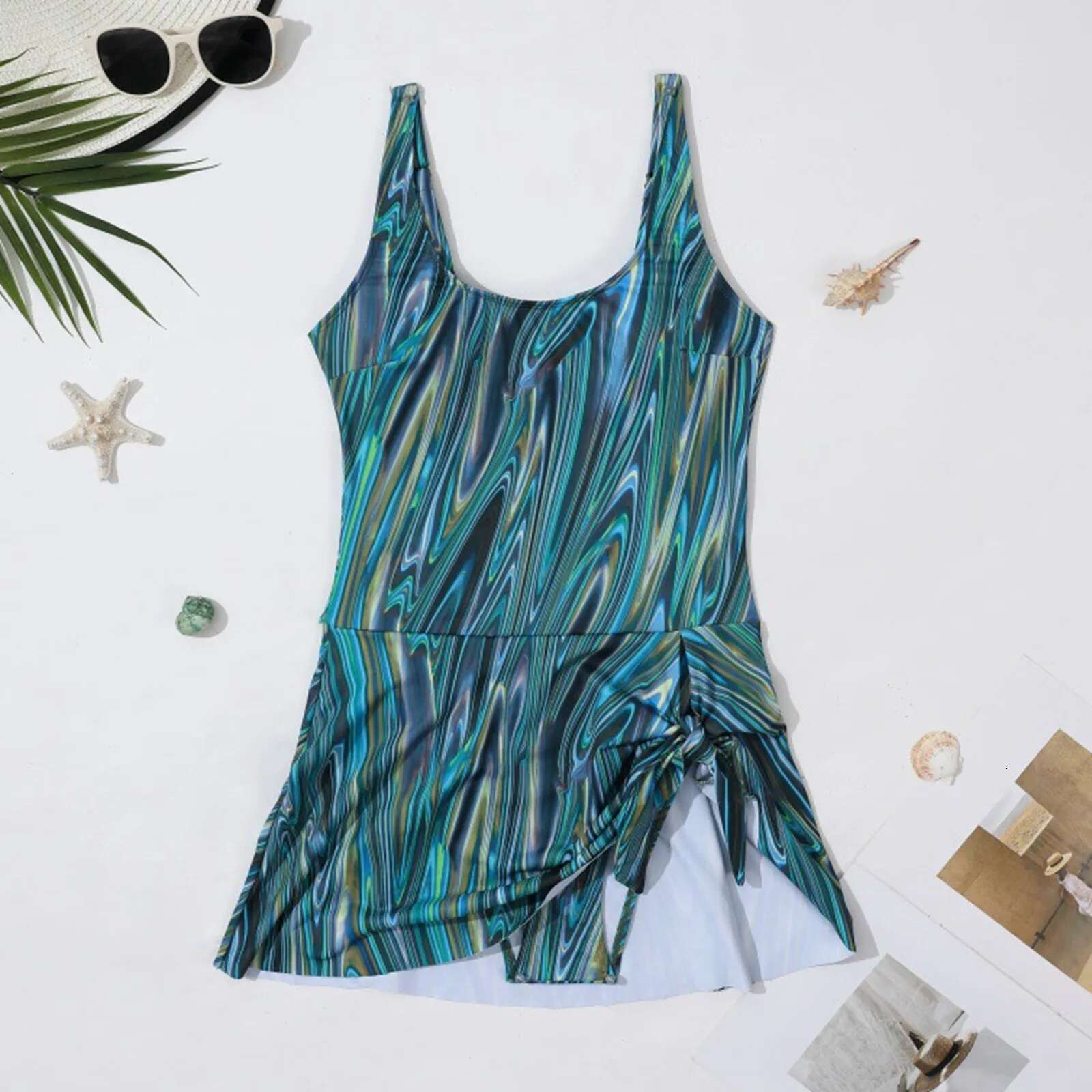 Dongdumaoyi Retro Print Bikini Push Up Swimsuit One Pieces Pleated Skirt Swimwear Women Brazilian Beach Outfits Surfing Bathing Suit Biquini