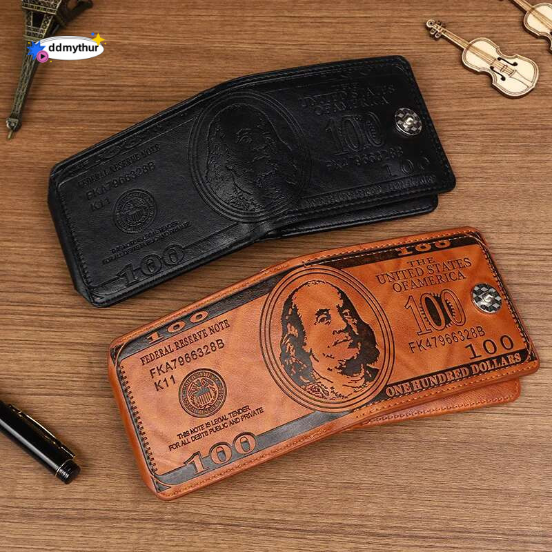 Male Leather Walet Photo Card Holder Fashion Large Capacity Wallet Purse Bag Men's Wallets With 100 US PatternWallet ddmythur