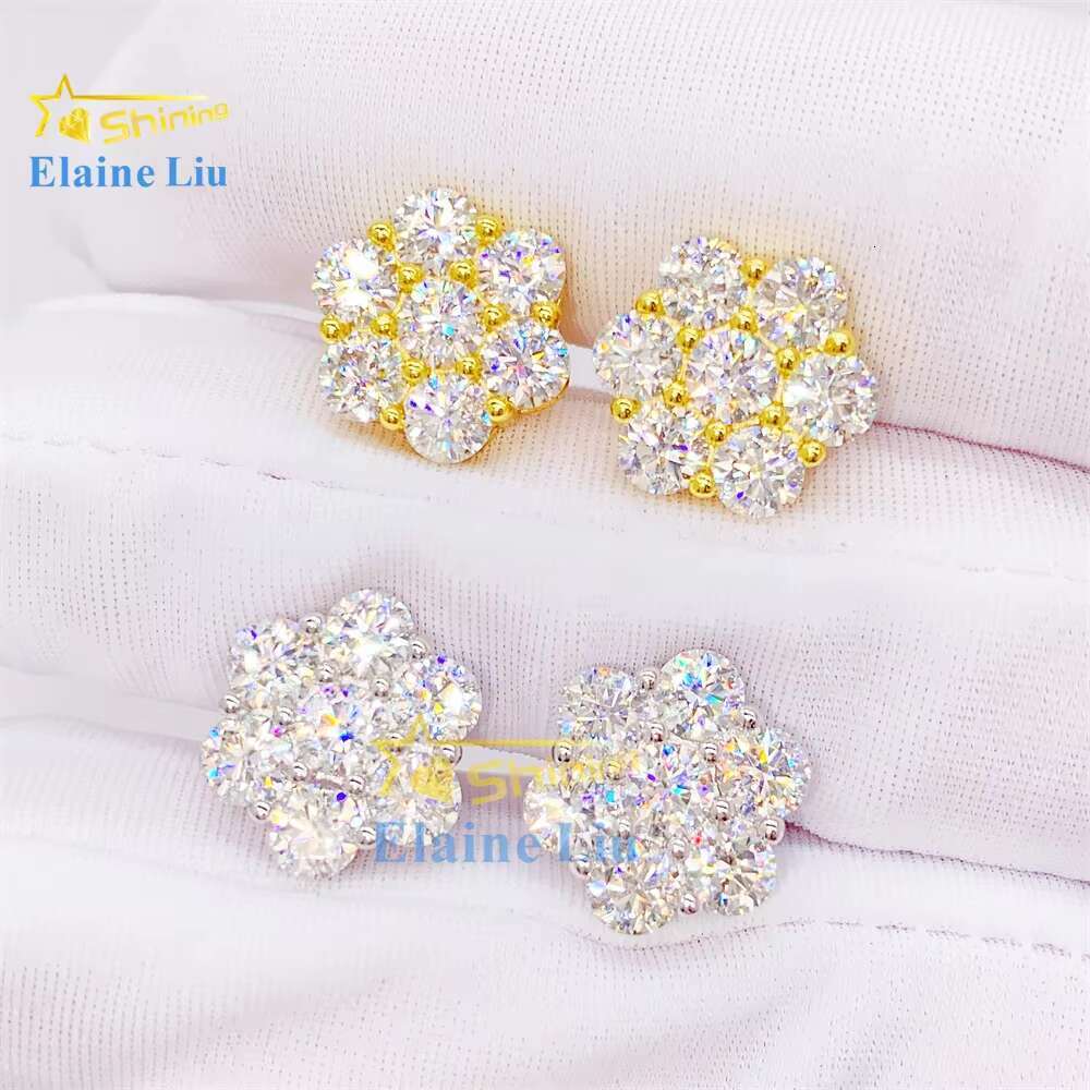 Pass Diamond Tester 12mm Earring Fashion Vvs Moissanite Diamond Luxury S925 Sterling Silver 18k Gold Plated Stud Earrings