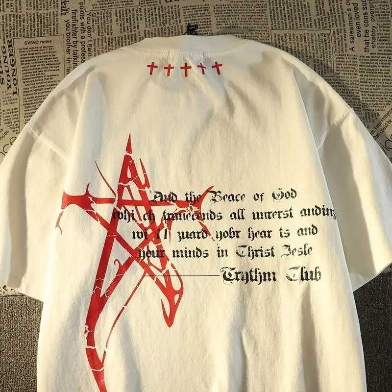 American street fashion letter graphic T-shirt short sleeved print for men and women in summer loose and personalized street hip-hop casualXJ250409
