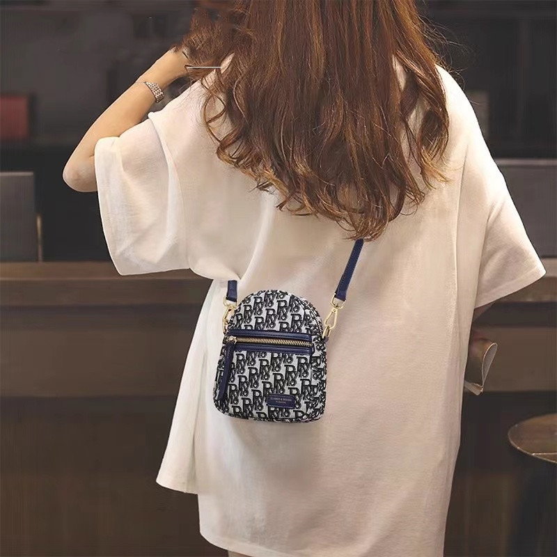 2025 New Fashionable Small Canvas Letter Mobile Phone for Women Cross body Waist Bag Mini Pouch