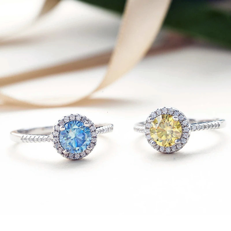Joyce Jelly Classic Womens 925 Sterling Silver Ring with Genuine 1ct 2ct D Color Round Wedding Jewelry 250325
