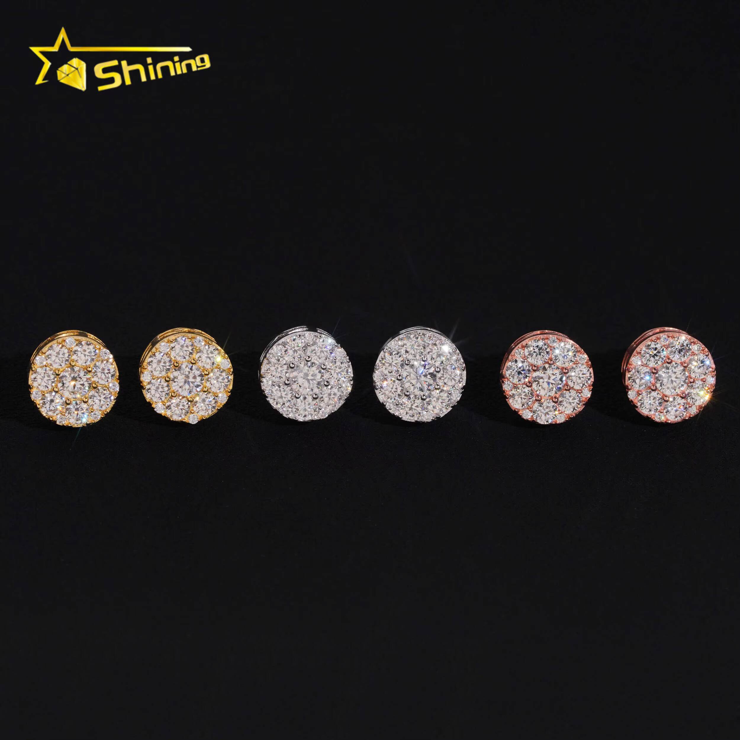 Hot Selling Fashion Earrings Men Women Hip Hop Moissanite Stud Earrings Custom Iced Out Silver 925 Earrings Daily Wear
