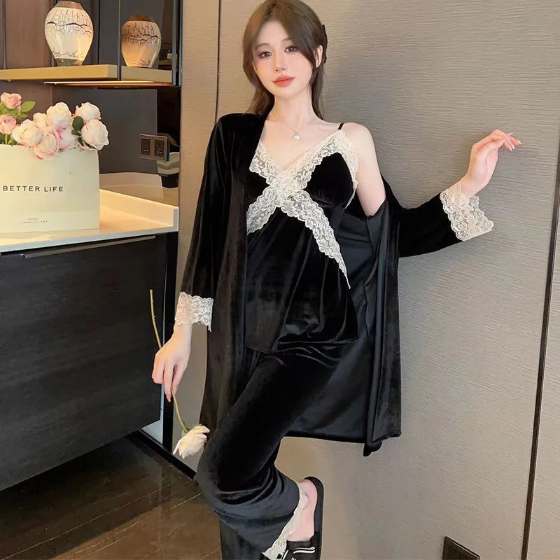 Sexy lace lingerie bathroom silk satin home clothing evening gown sleepwear womens 250409