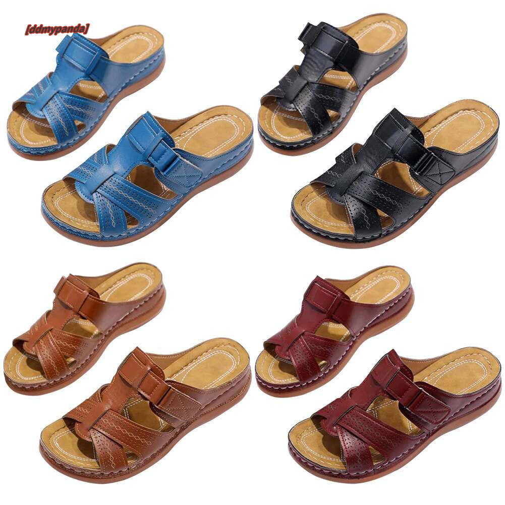 Women Retro Platform Open Toe Vintage Wedge Sandals Summer Beach Slippers Anti-Slip Thick Sole for Indoor Outdoor ddmypanda