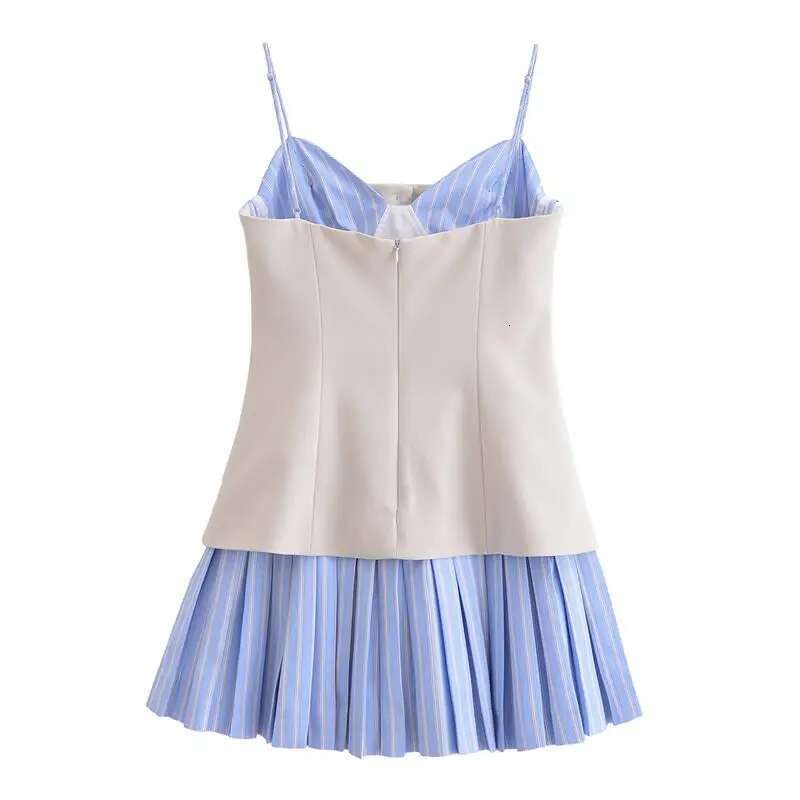 TRAF 2025 New Dresses Summer Chic Patchwork Sg Tube Top Slim Mini Elegant Holiday Women's Street Fashion Dress
