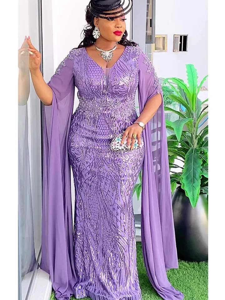 Large African Womens Party Dress Dashiki Ankara sequins Wedding Evening Sexy Body Long Clothing 250409