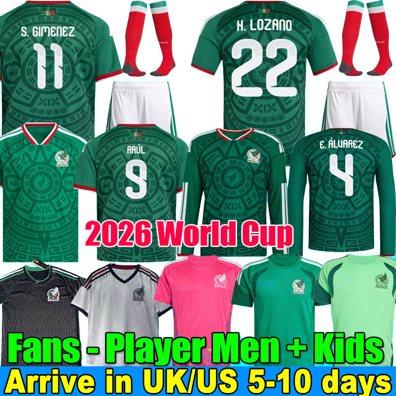 Mexico jersey 2026 World Cup soccer jerseys football shirt A. VEGA C. HUERTA L. ROMO RAUL men kids kit set Green Pink Black White Special Third goalkeeper set uniforms