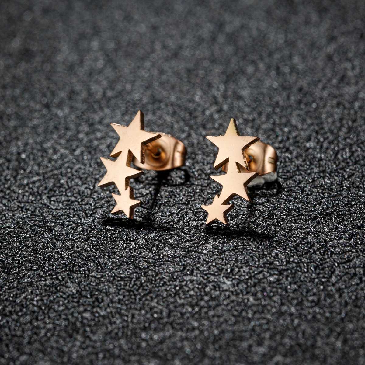 Fashion Stainless Steel Earrings Small Cute Triple Star Stud Earrings Punk Piercing Earing Womens Starry Minimalist Jewelry Z250408
