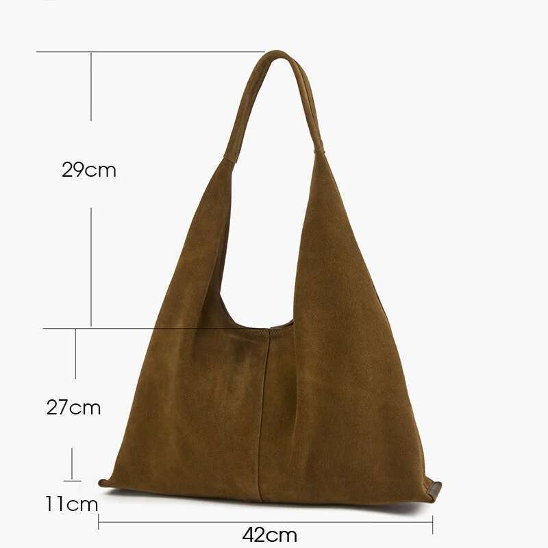 Donna-In Genuine Suede Hobo Shoulder Bag Natural Cow Leather Large Crescent Casual Tote Bags Fashion Commute