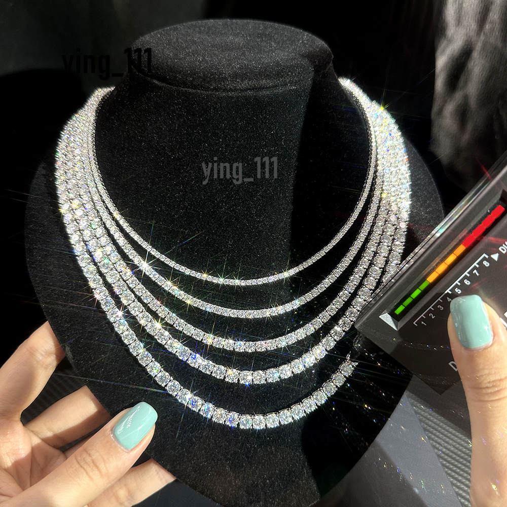 Pass Diamond Tester Tennis Chain 925 Sterling Silver 2mm 3mm 4mm 5mm Vvs Diamond Chain Necklace Hip Hop Moissanite Tennis Chain