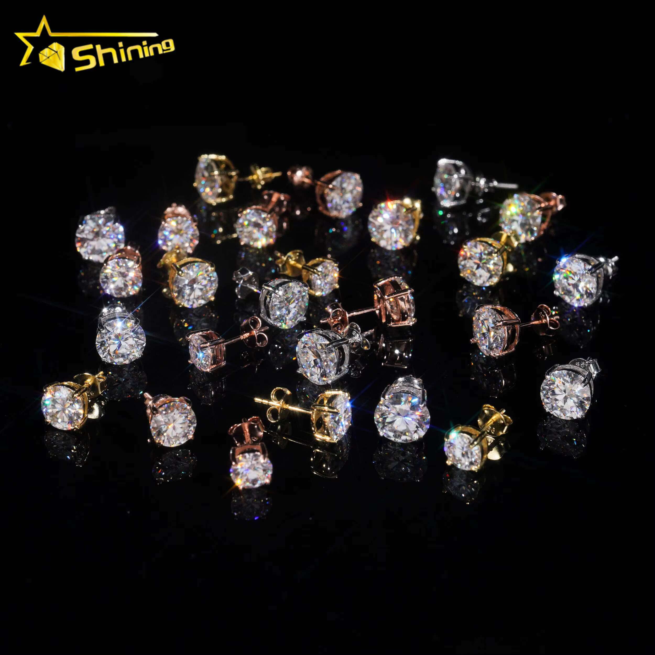 High Quality 925 Silver D VVS1 Round Brilliant Cut Moissanite Earrings Fine Jewelry Women Studs Ear Daily Wear