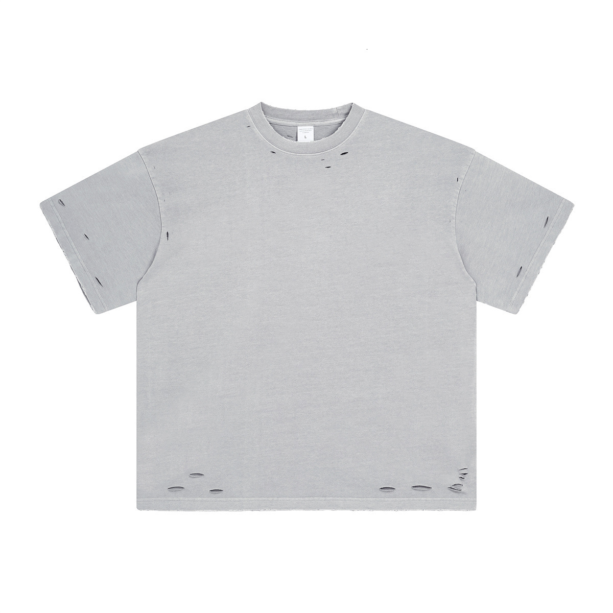 New products for spring and summer 2025: distressed cut, washed water T-shirt, American fashion brand plus size men's T-shirt