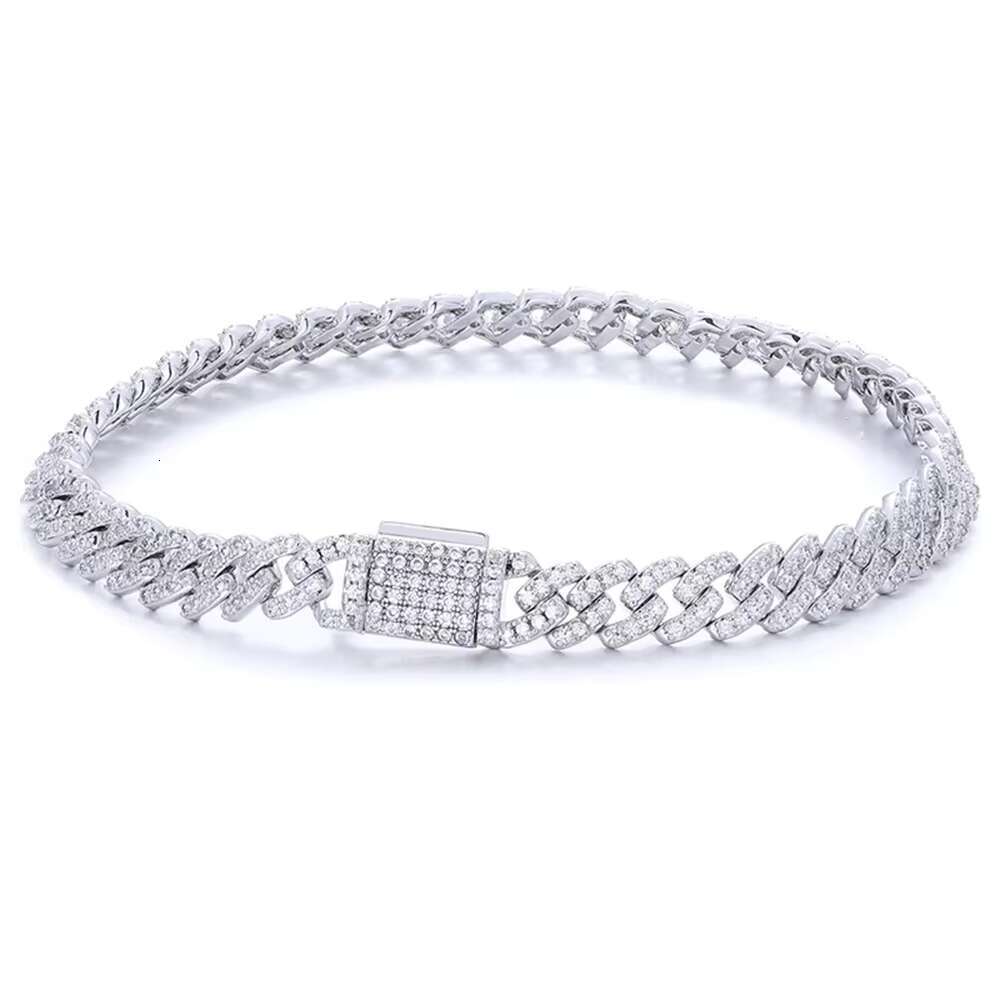 Mens Womens 925 Sterling Silver 18K Gold Plated Bracelet Bangle Moissanite Charm Jewelry Diamond Cuban Fashion Chain Gift