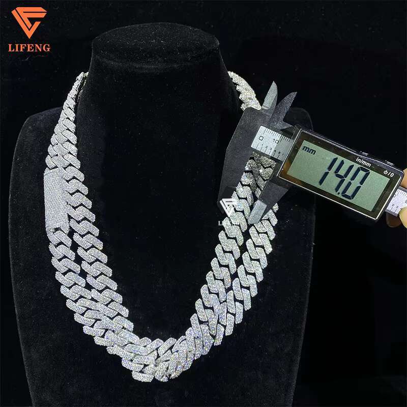 Ready Ship 14mm High Quality Cuban Link Chain Factory Direct 925 Sterling Silver Cuban Necklace Men Passes Diamond Test Hip Hop