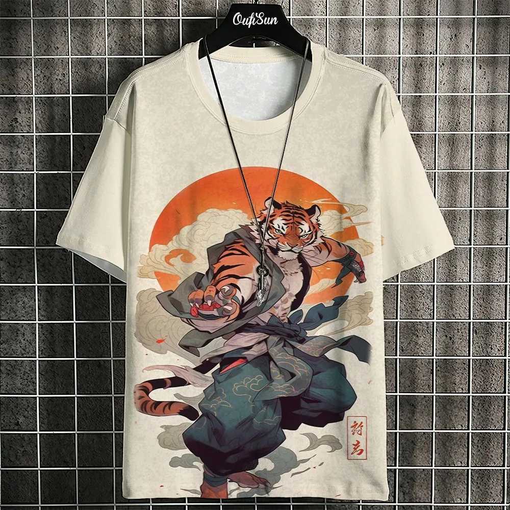 Cartoon cat graphic mens T-shirt 3D printed mens casual zipper summer O-neck sports shirt top loose daily short sleeved T-shirtXJ250409