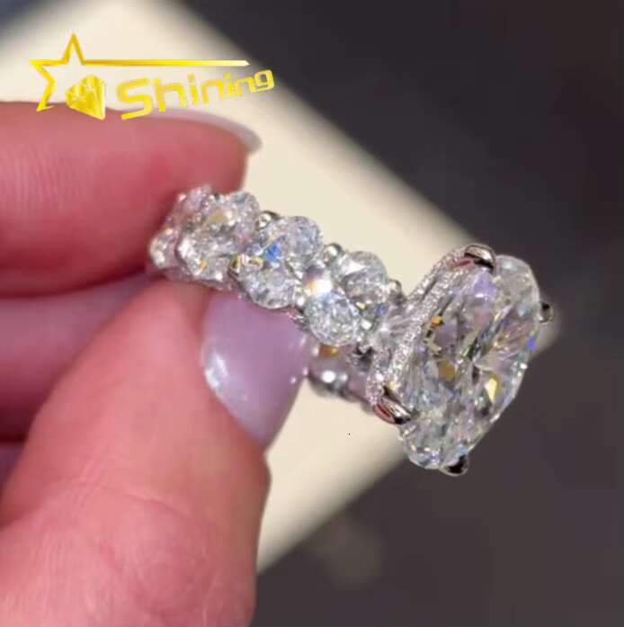 Hot Selling Design Custom Moissanite Jewelry Fashion 14k Gold 925 Silver Wedding Rings Big Oval Cut Diamond Engagement Ring