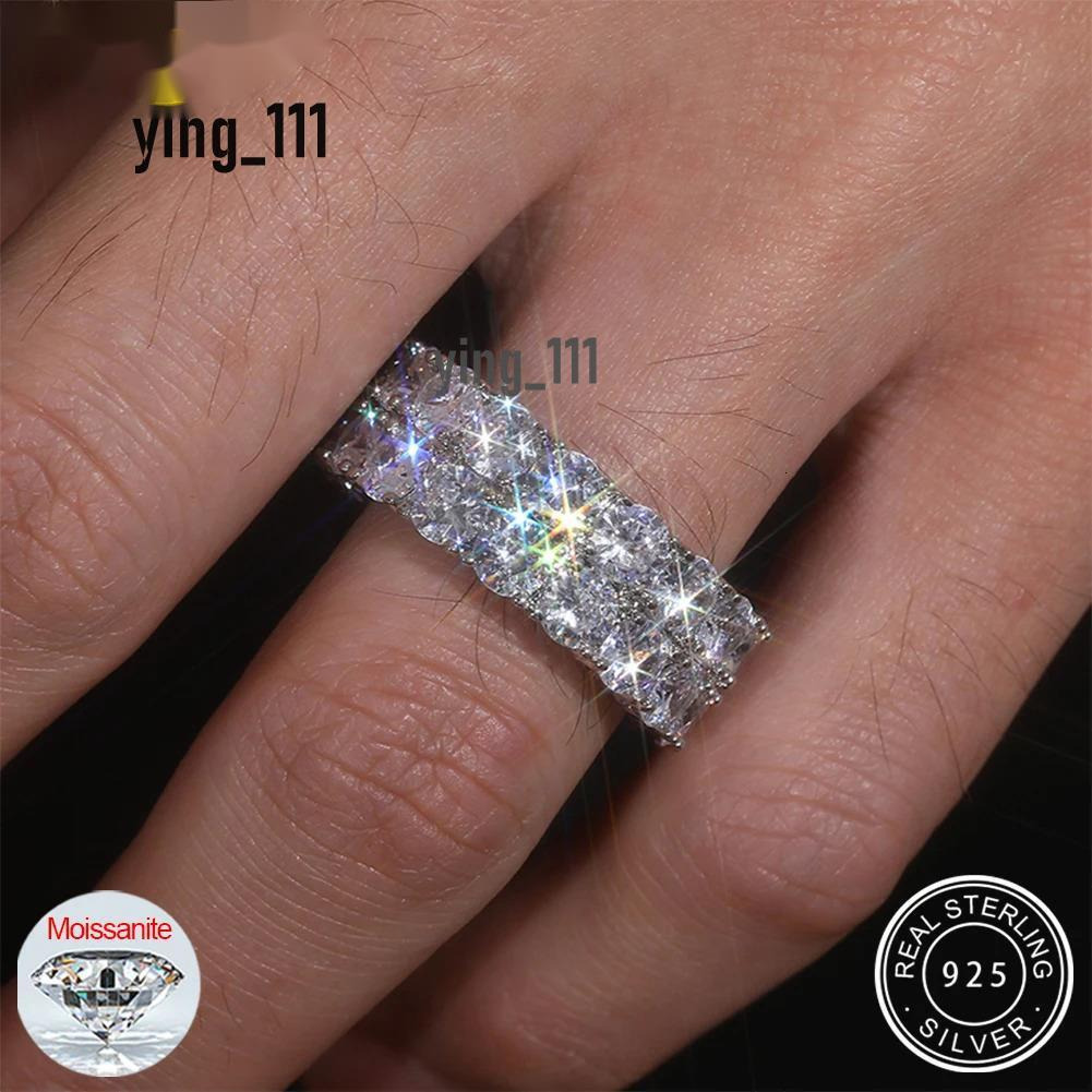 Rapper Rock Hip Hop High Quality Moissanite Luxury Iced Out Gold Plated Cuban For Mens Rings Fashion Jewelry 2 Row Stone S925