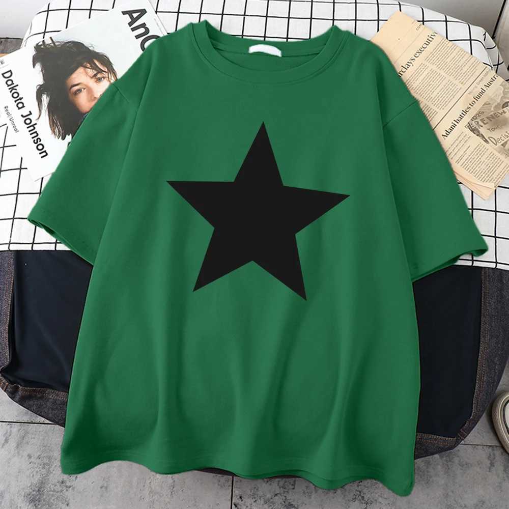 Five Star Cotton Printed Mens T-shirt Top Creative Basic T-shirt Personal Oversized T-shirt Street Sports T-shirtXJ250409
