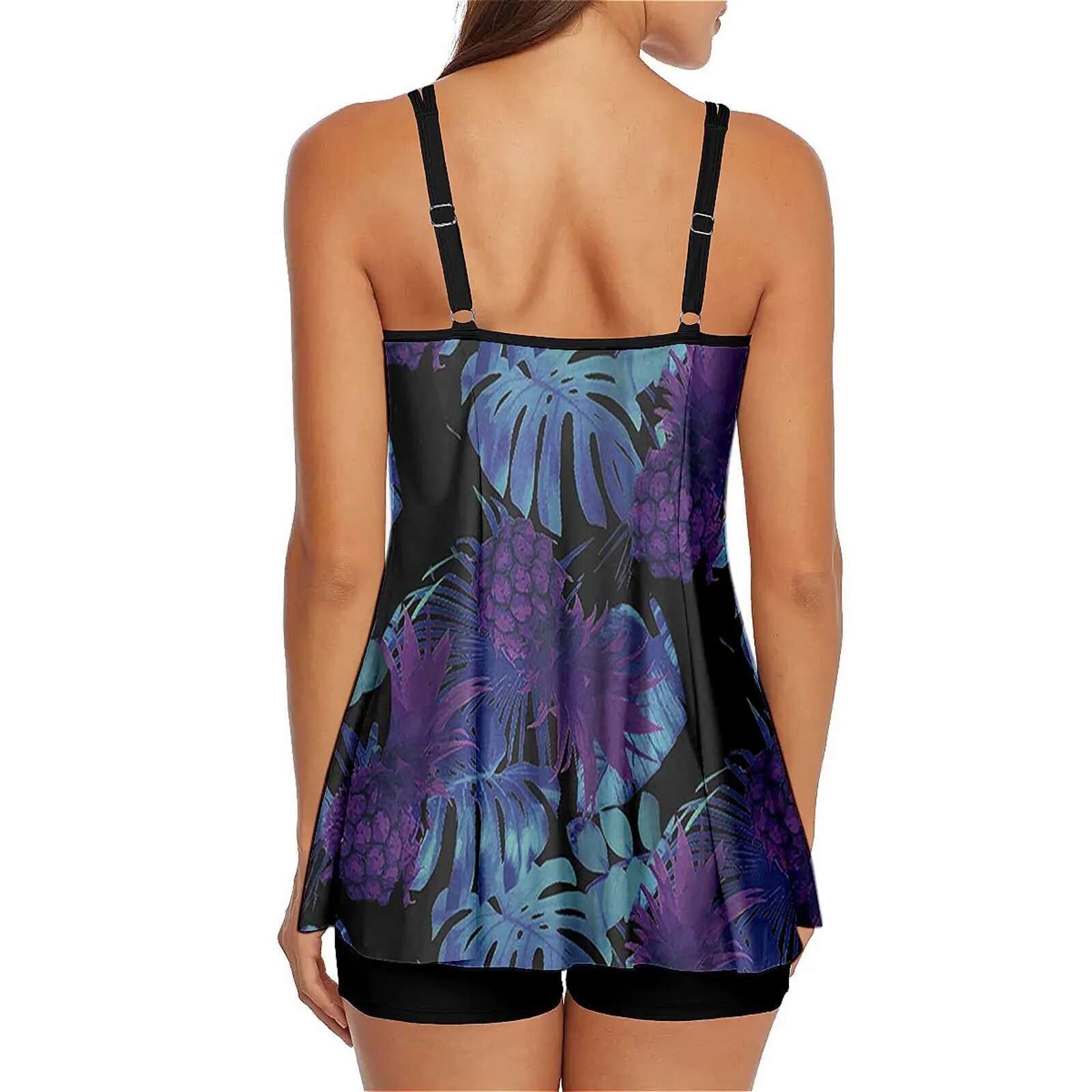 Dongdumaoyi Tankini Swimsuits For Women Summer Two Piece Bathing Suits Print Sling Swim Tank Top With Shorts Beach Swimwear