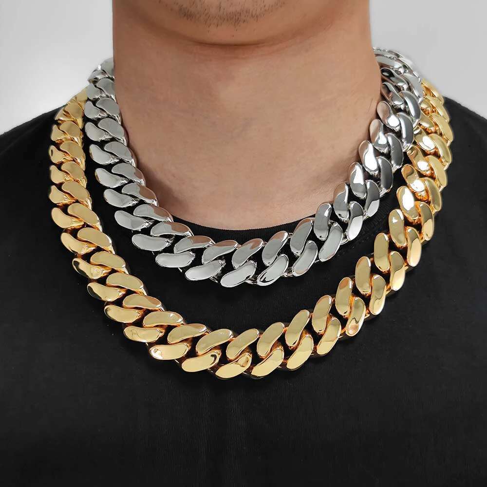 Hip Hop Jewelry 22mm Thick Miami Men Necklace Fashion Brass Gold Plated Cuban k Chain Drop Shipping