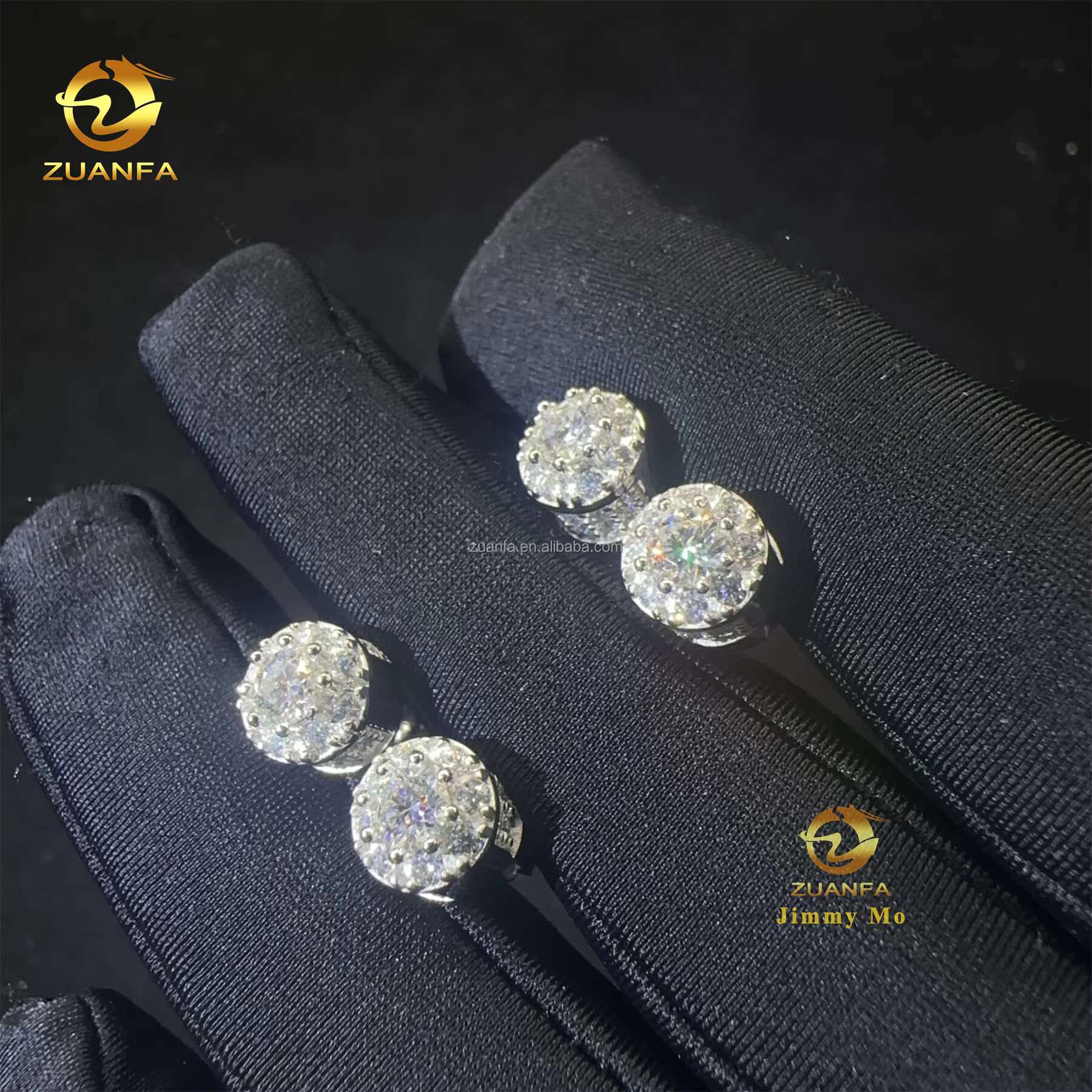 Fashion Earring Jewelry Men Iced Out Hip Hop Sterling Silver 925 Screw Back Setting Moissanite Diamond Stud Earrings Men