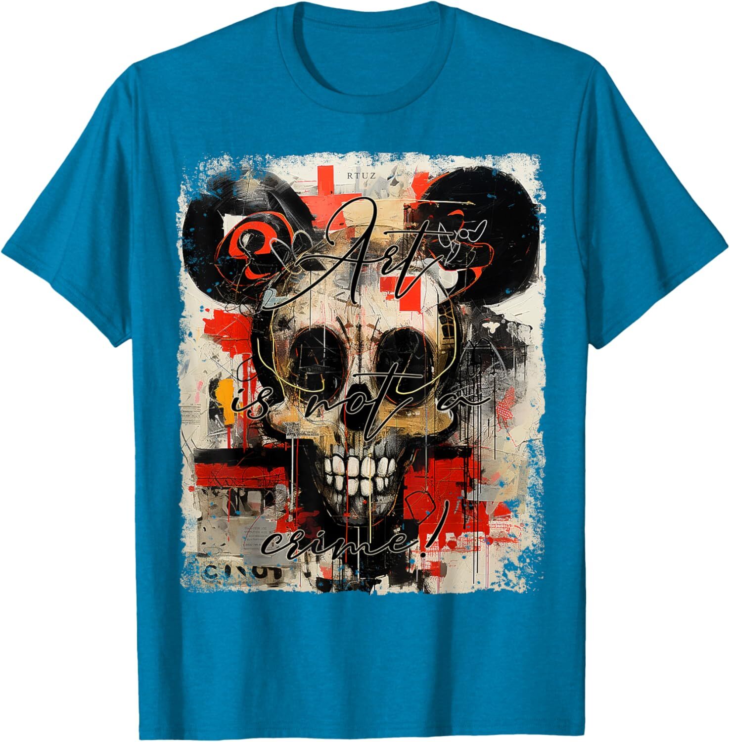 T shirt for Mens Graffiti Mouse Head Biker Skull Tattoo Horror Skull T-Shirt Shirts Tshirt Graphic Tee Casual Tops Clothes Short sleeve cool
