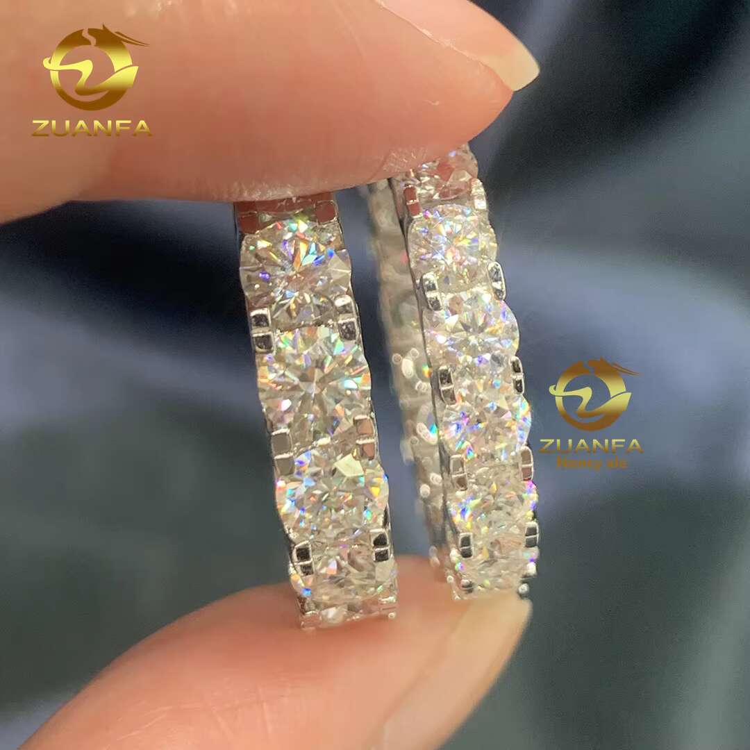 Iced Out Ready to Ship Jewelry Hot Selling 925 Silver Whole Round 4mm 5mm Diamond Band VVS Moissanite Eternity Ring