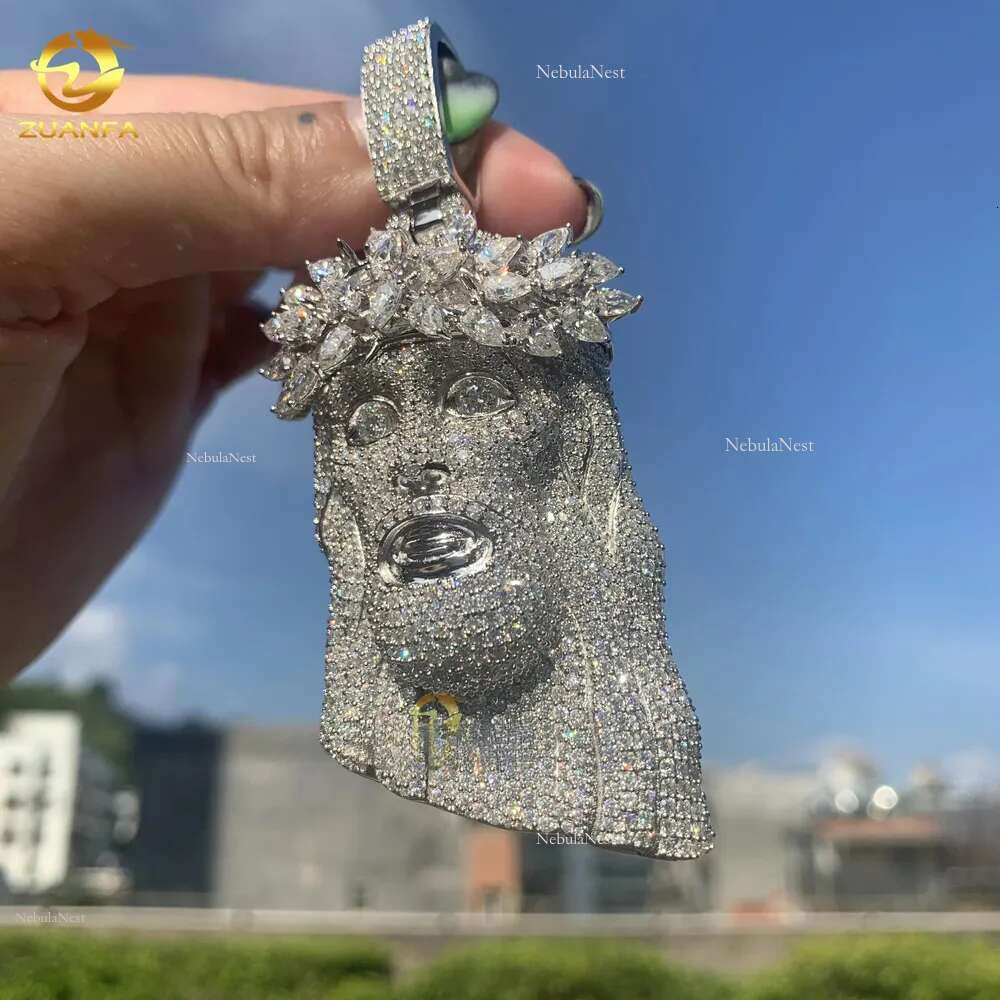 Exquisite Big Piece 3D Jesus Pendant Moissanite Pendants Iced Out Dias custom moissanite pendant Religious Jewelry