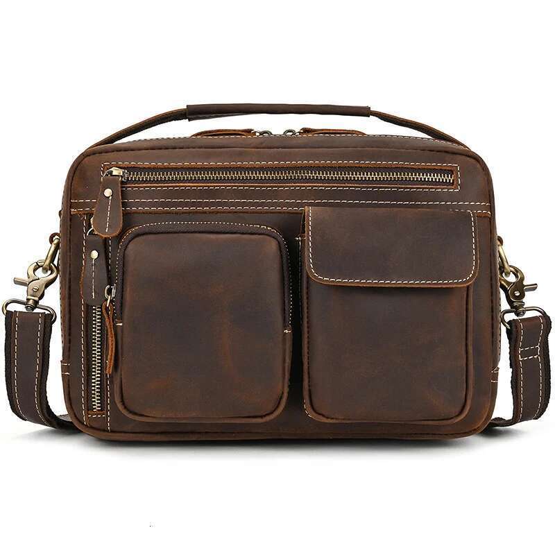 Big Shoulder Genuine Leather Crossbody Bag For Male Retro Fashion Style Men's Messenger Sg Bags With Handle Handbags
