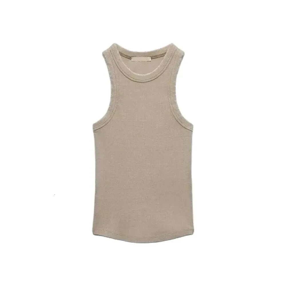 women fashion wash hole T-shirt vest womens solid color retro sleeveless slim top Washed Vest high quality womens wear 250409