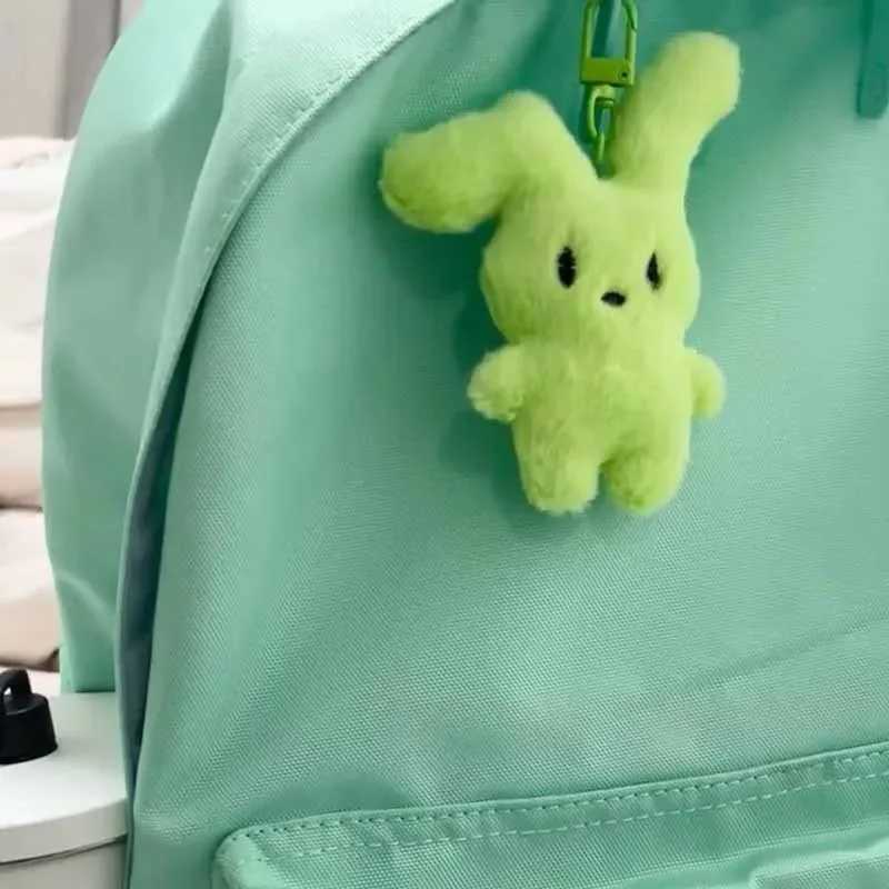 Kaii Plush Cartoon Keychain New Cute Green Pink Plush Soft Rabbit Doll Keychain Fun Animal Backpack Bag PendantXJ250409