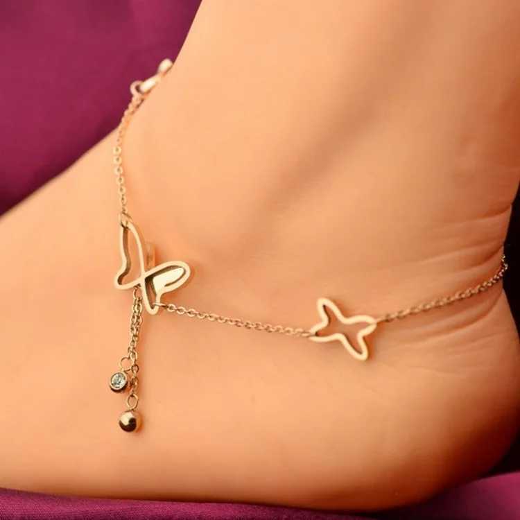 Korean Version Of The 2019 Fashion New Anklet Simple Wild Simple Adjustable Long Butterfly Crystal Ladies Anklet Gift Wholesale Z250408