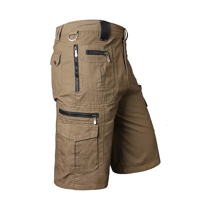 Mens summer plus size cut loose straight leg pants with multiple pockets of cotton cargo shorts 250409