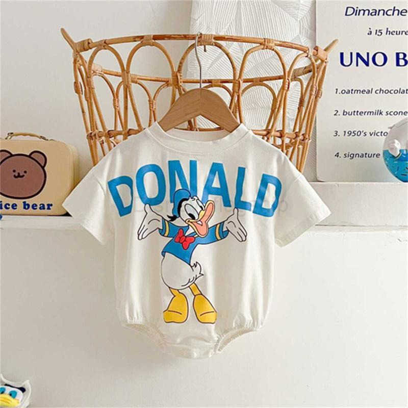 Disney Newborn baby clothes summer thin set bag fart clothes cute and super cute Donald Duck outdoor baby jumpsuitXJ250409