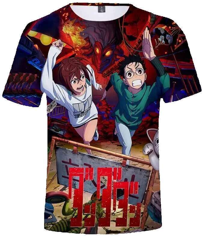 3D printed anime manga Dandadan and women's round neck short sleeved T-shirt fashion Haruku children's top oversized men's clothing