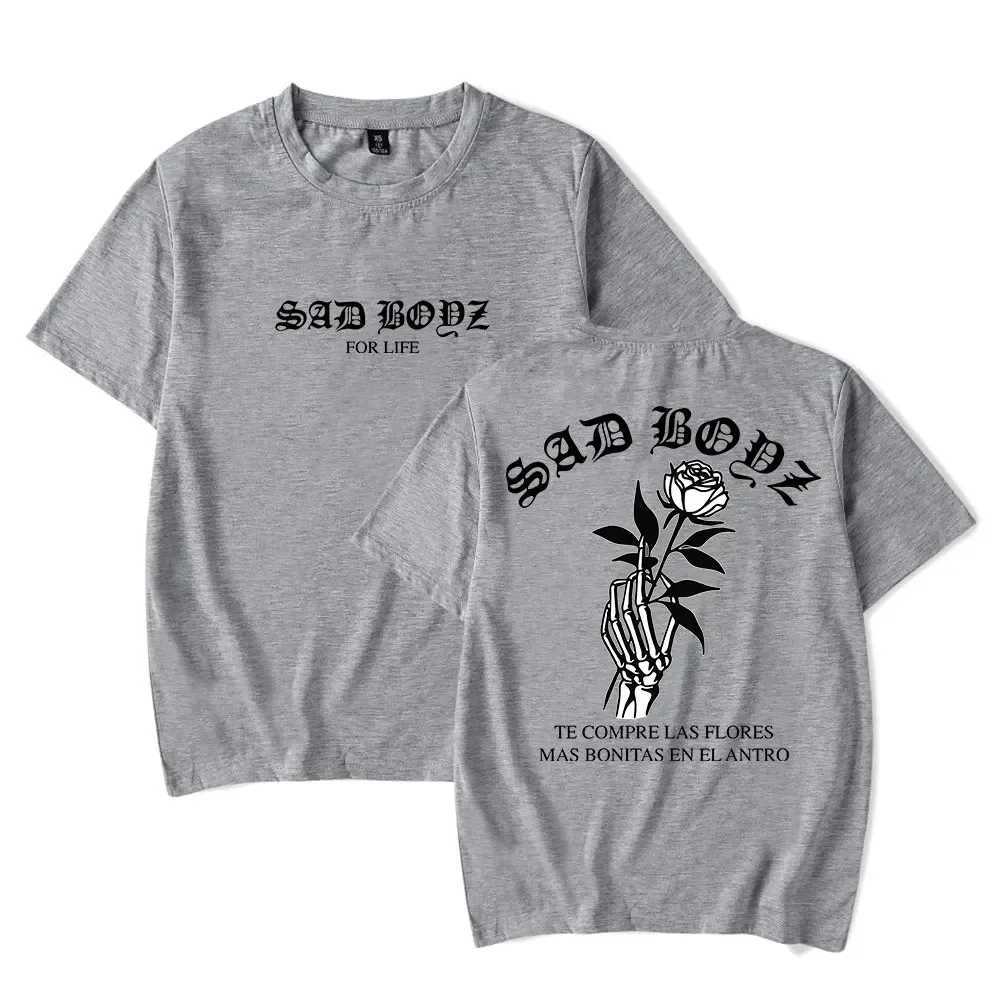 Junior H Las Flores Tee Sad Boyz Tour Merch Print T-shirt Summer Womens Fashion Casual Short SleevesXJ250409