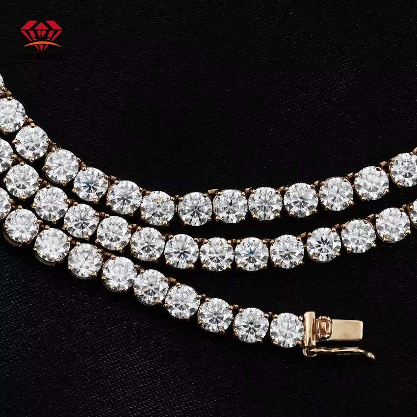 Fashion Jewelry 925 Sterling Silver Iced Out 20inches Mossanite Tennis Link Chains 4mm D VVS Moissanite Tennis Necklace