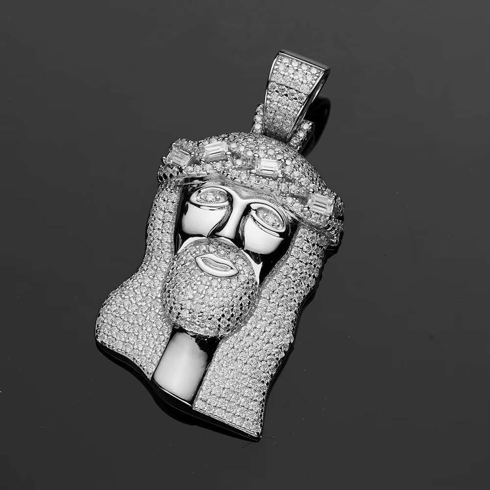 Hip Hop Jewelry Iced Out 14k 18k Gold Plated Micro Pave Zircon Diamond 925 Silver Jesus Pendant