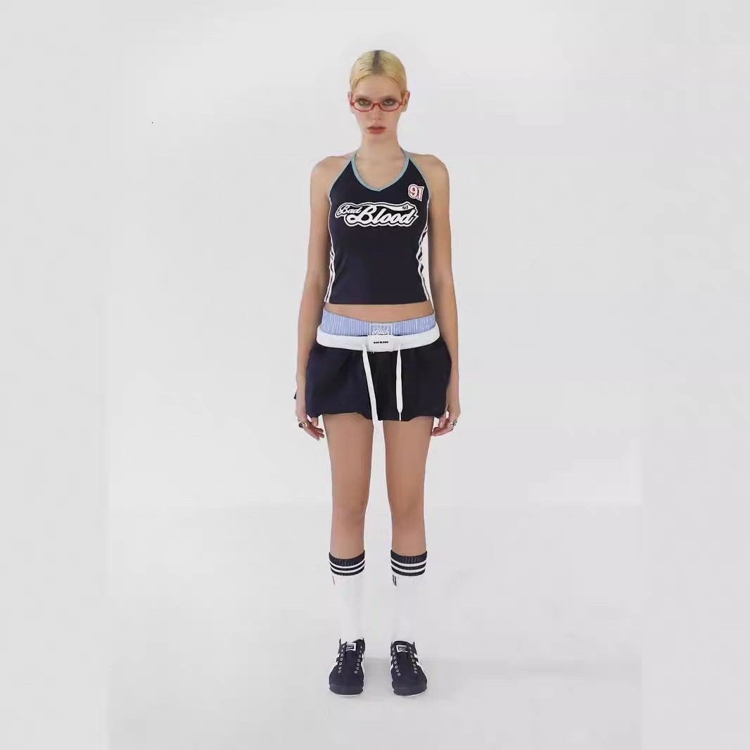 2025S Designer Shorts For Women Korean Badblood Short American Spicy Girl Flower Bud Half Sexy Fluffy Versatile Low Waist A Line Skirt Beach Pants