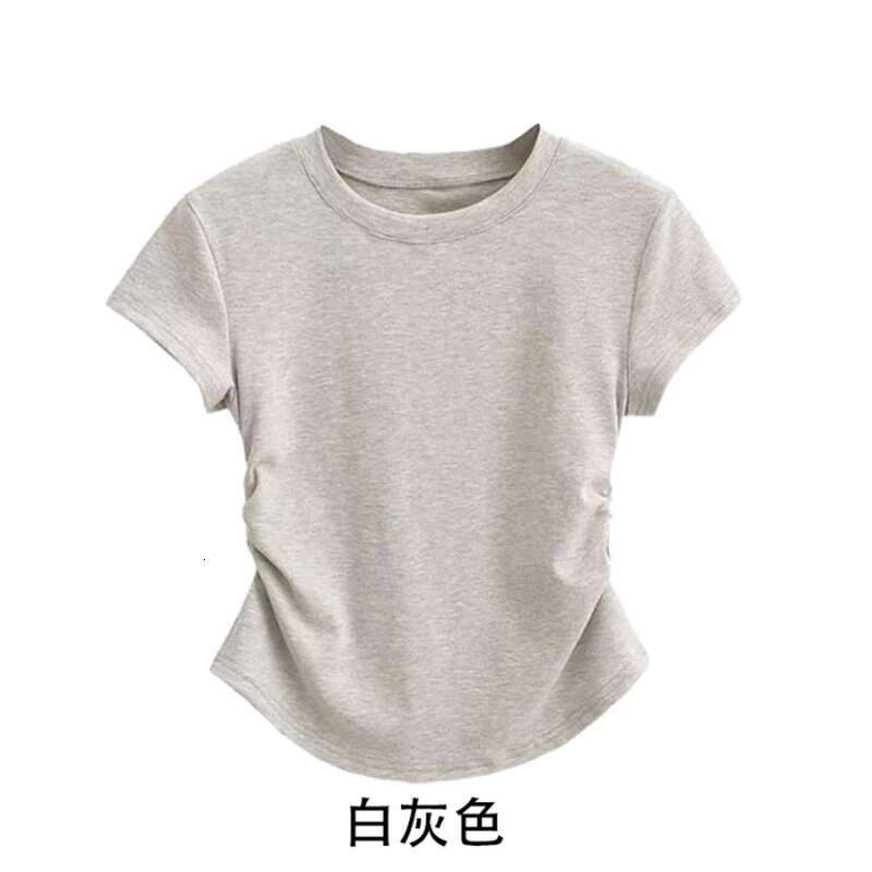 Summer 100% Cotton O Neck Sexy T Shirt Women Fashion Solid Color White Short Sleeve Tops Casual Skinny Slim Pullover Street Y2k