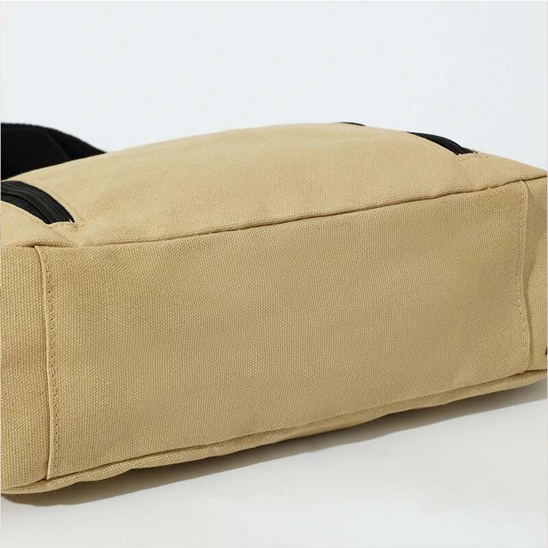 Large Capacity Canvas Shoulder Simple Multi-Zipper College Student School Book Laptop Work Commuting Crossbody Bag