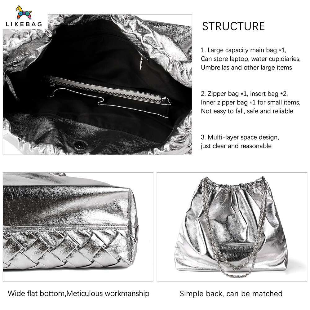 Likebag2023 New Advanced Sense Sier Braided Large Capacity Tote Single Shoulder Underarm Bag