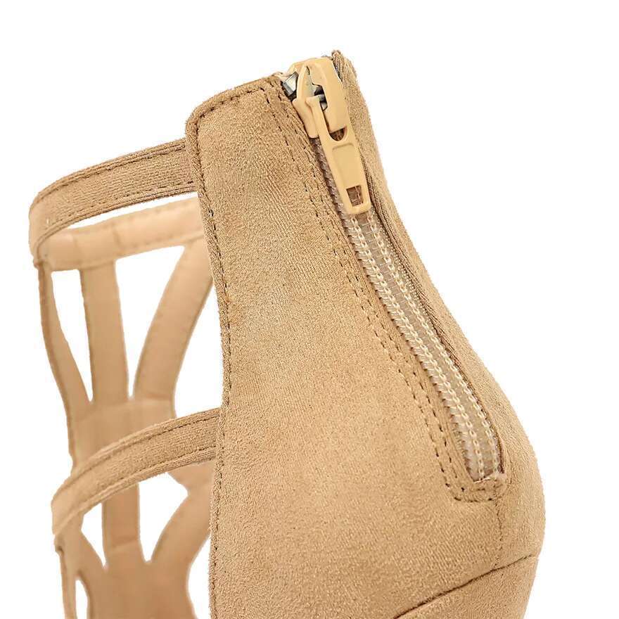 Roman Style Stiletto Women Sandals Black Red Yellow ck Hollow Shoes Summer Peep Toe Back Zip Woman Sexy Party Pumps High Heel