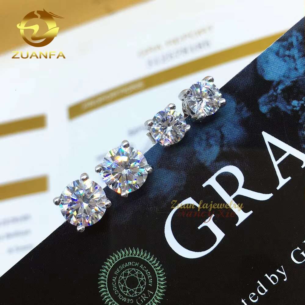 Luxury Affordable Price Screw Back VVS Moissanite S925 Silver 10K 14K 18K Real Gold Diamond Stud Earrings