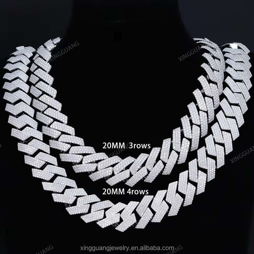 RTS sterg sier gold plated cuban hip hop jewelry 20MM 22MMwide Vvs moissanite Cuban k chain