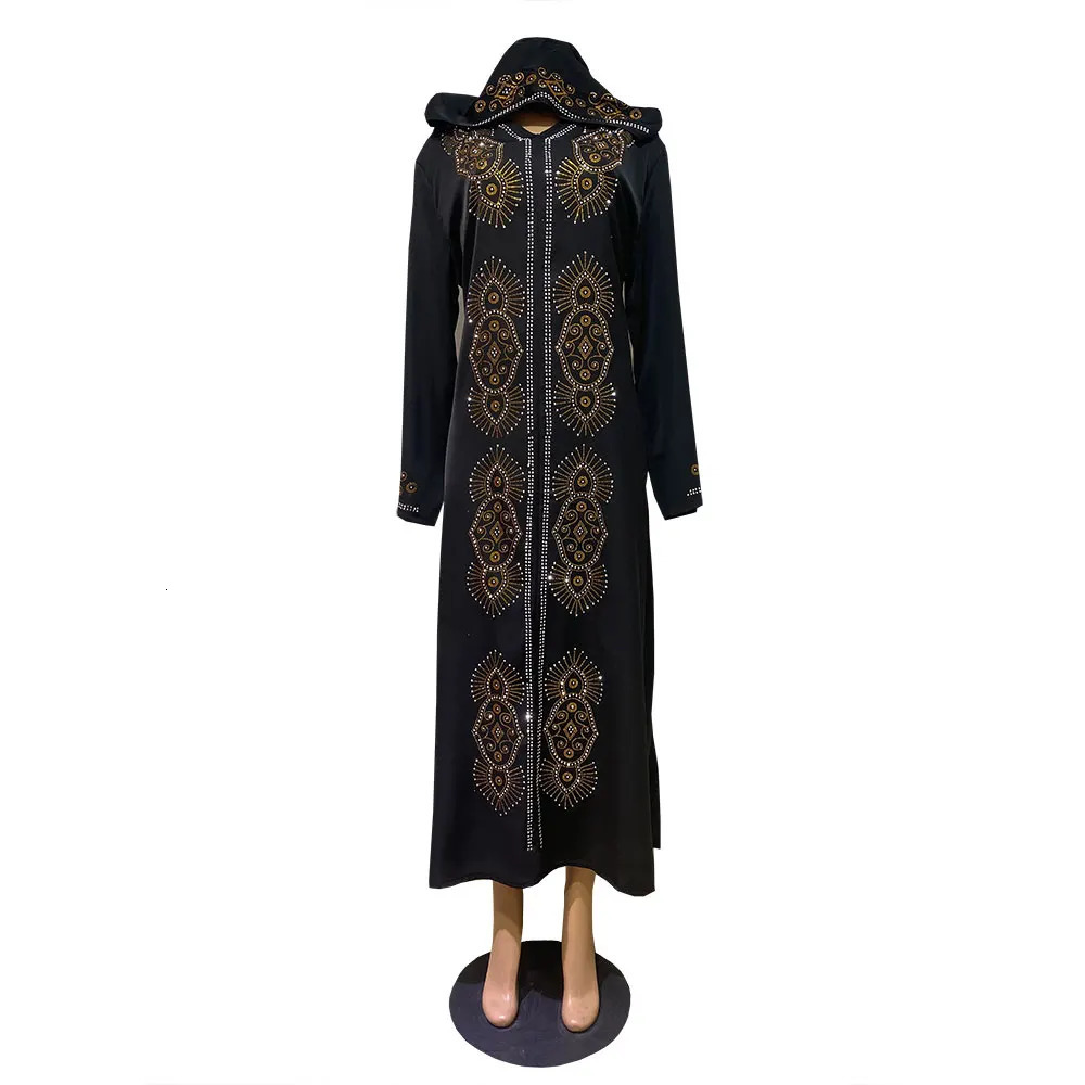 Muslim Abaya Womens Islamic Ramadan Ka Hoodie Long Sleeve Diamond Eid al Fitr Dress Abayas 250409