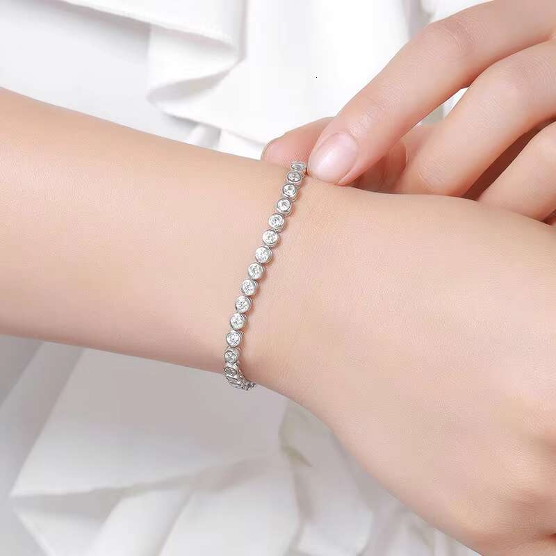 3mm10 Points Bubble Diamond Bracelet Womens Sterling Silver Ins Special-Interest Design Simple Tennis Bracelet