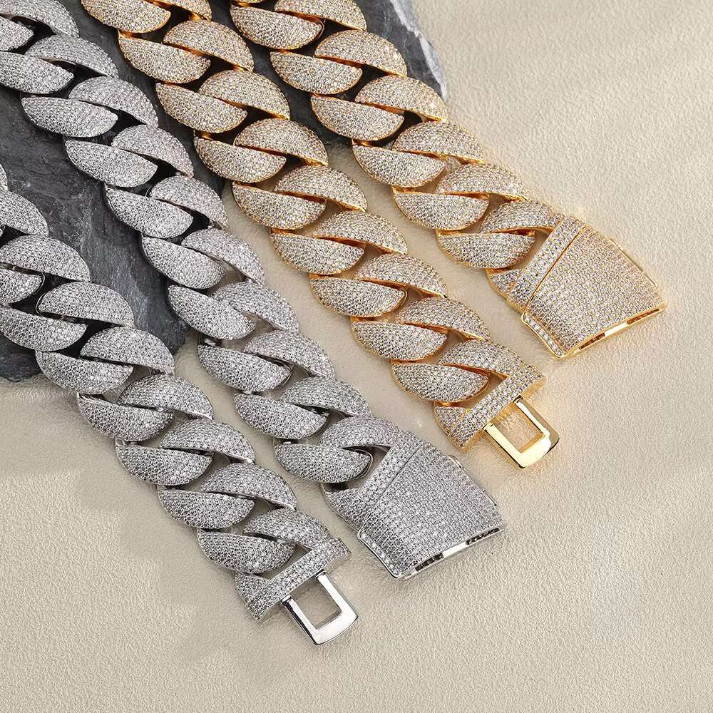 21mm 6 Rows Hip Hop Iced Out CZ Zircon Collar De Candena Cubana Eslabones Cubano Necklace Miami Cuban Link Chain for Men Women